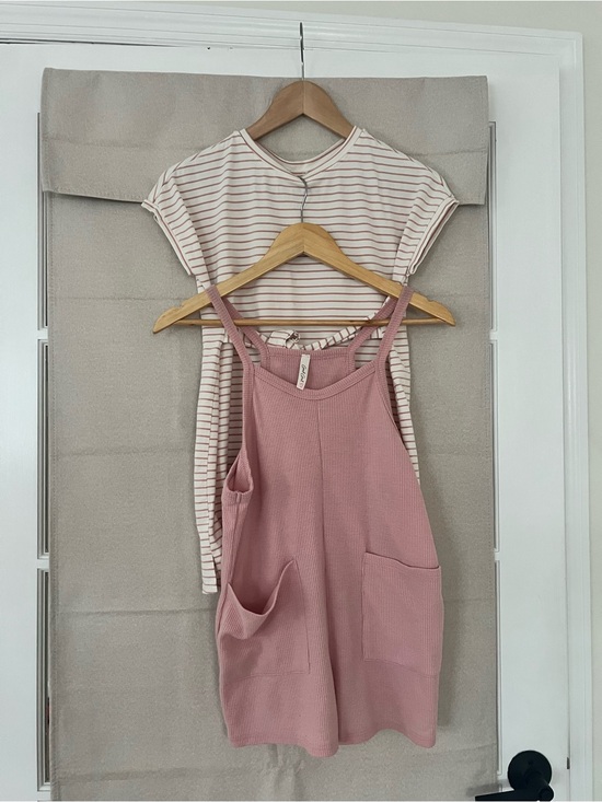 Hayden Other - Pretty in Pink BUNDLE Hayden Cream and Mauve Striped DRESS & Mauve/pink romper